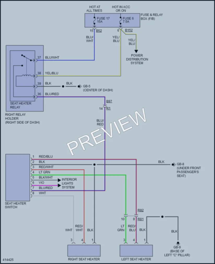 2013 Subaru 2.0L Eng Power Seats wiring diagram preview
