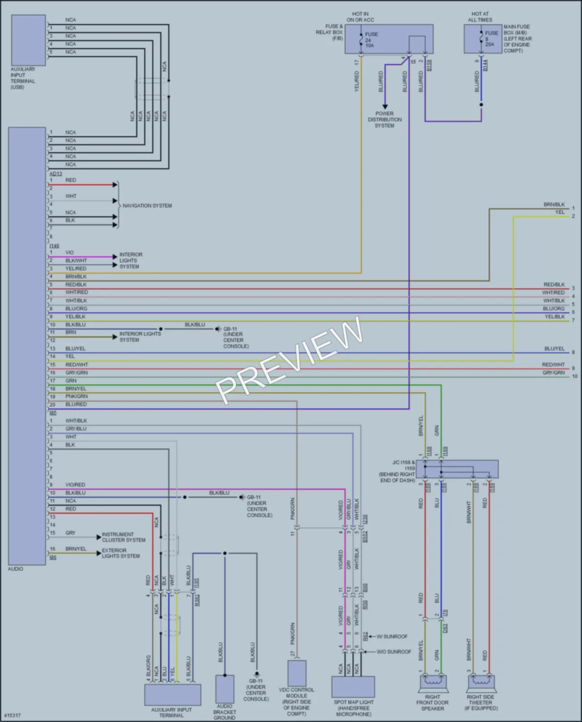 2013 Subaru 2.0L Eng Radio wiring diagram preview