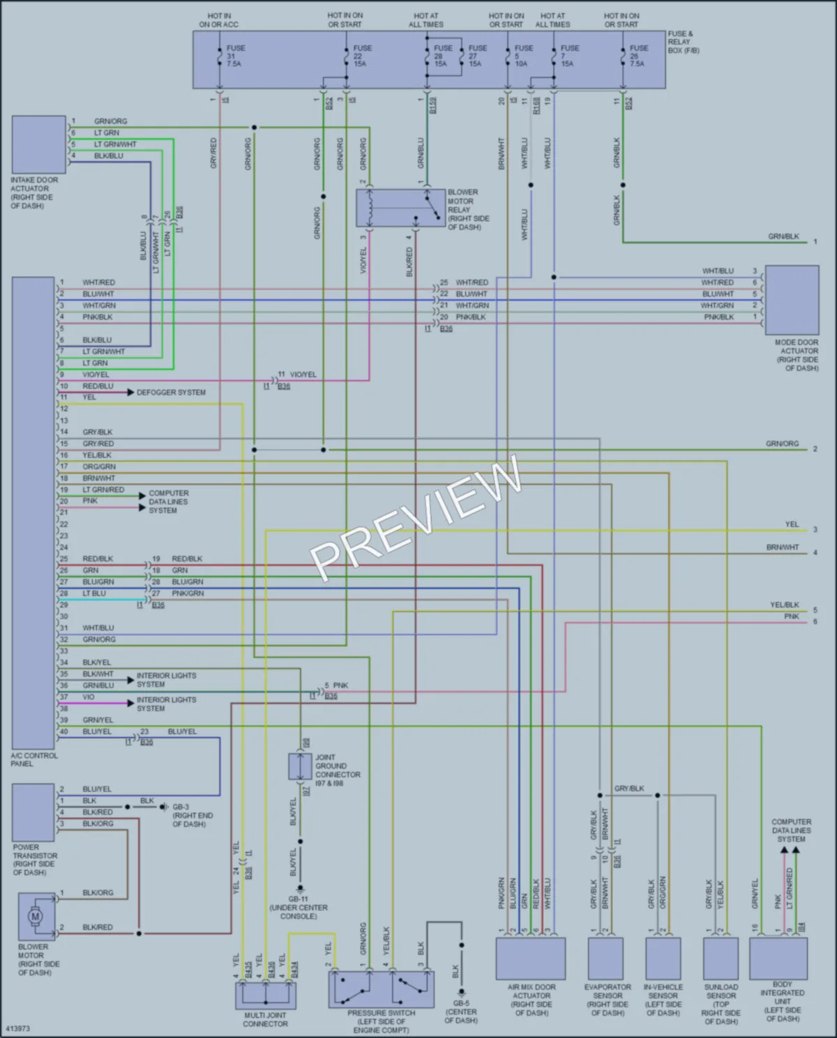 2013 Subaru 2.5L Eng Air Conditioning wiring diagram preview