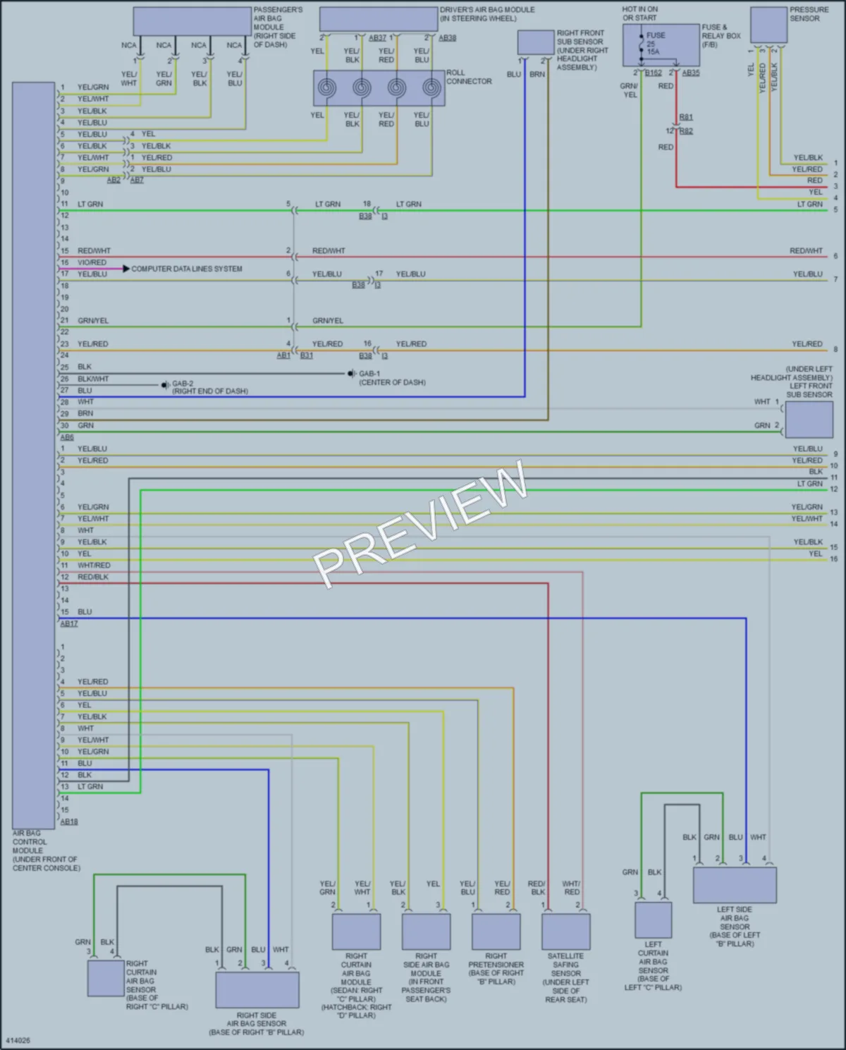2013 Subaru 2.5L Eng Supplemental Restraints wiring diagram preview
