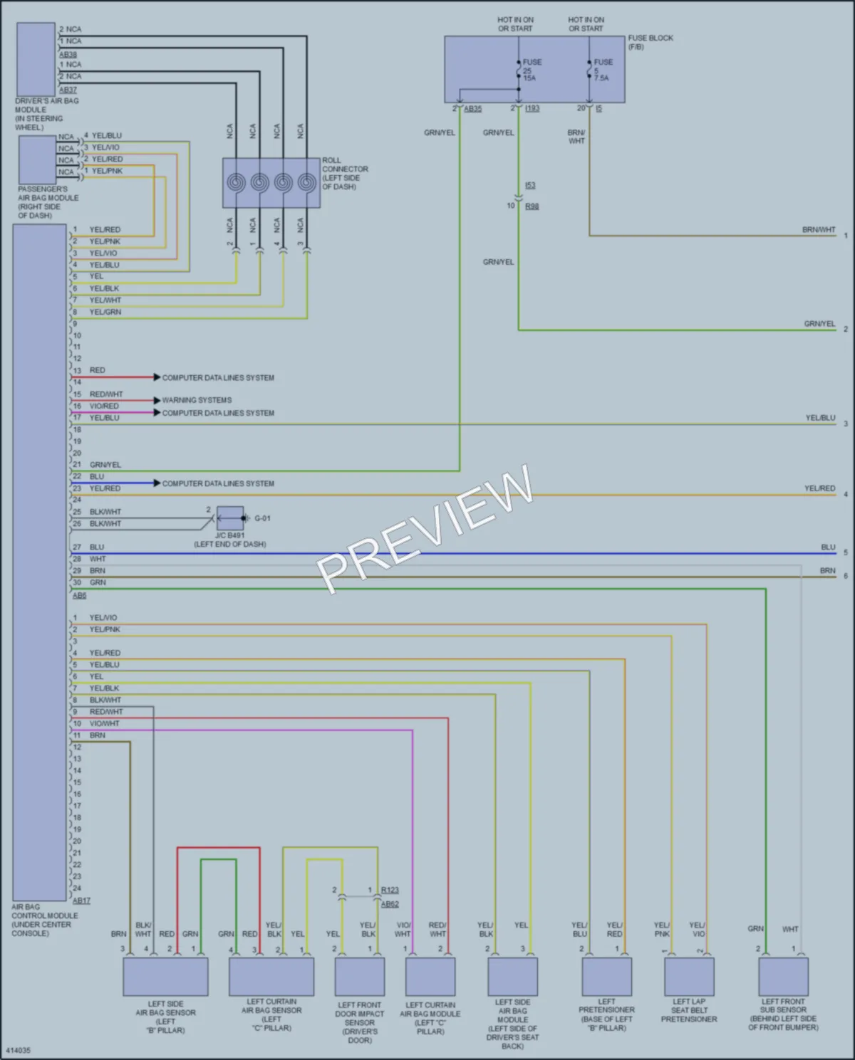 2013 Subaru Legacy Supplemental Restraints wiring diagram preview