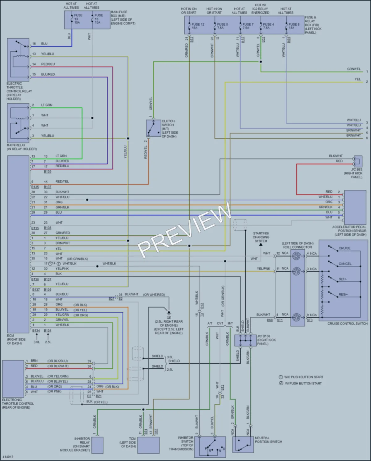 2013 Subaru Outback Cruise Control wiring diagram preview