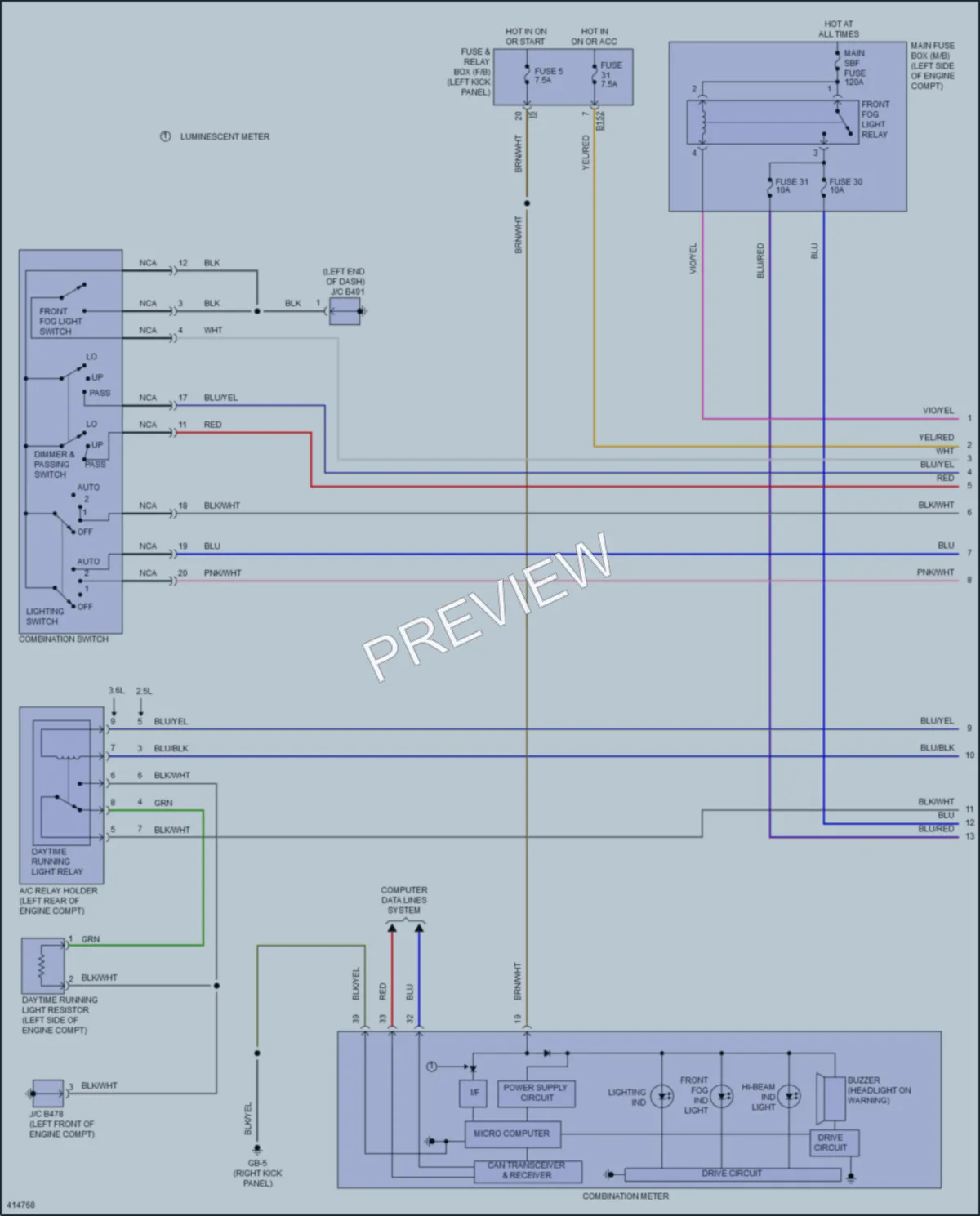 2013 Subaru Outback Headlights wiring diagram preview
