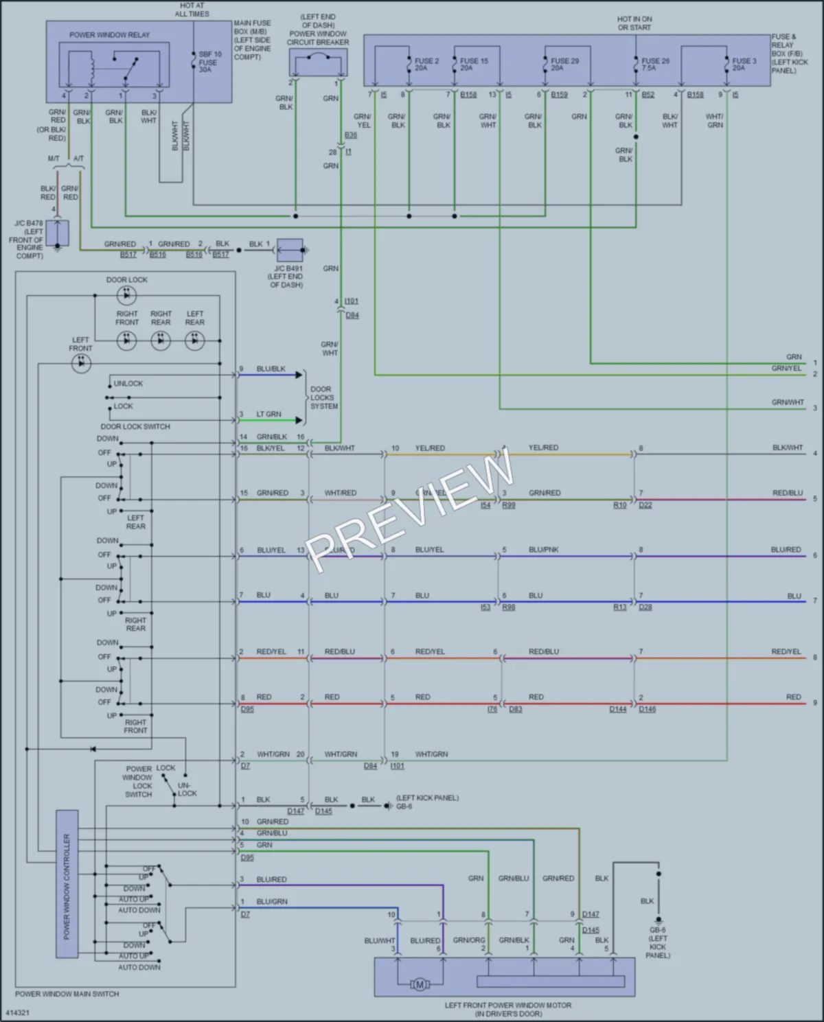 2013 Subaru Outback Power Windows wiring diagram preview