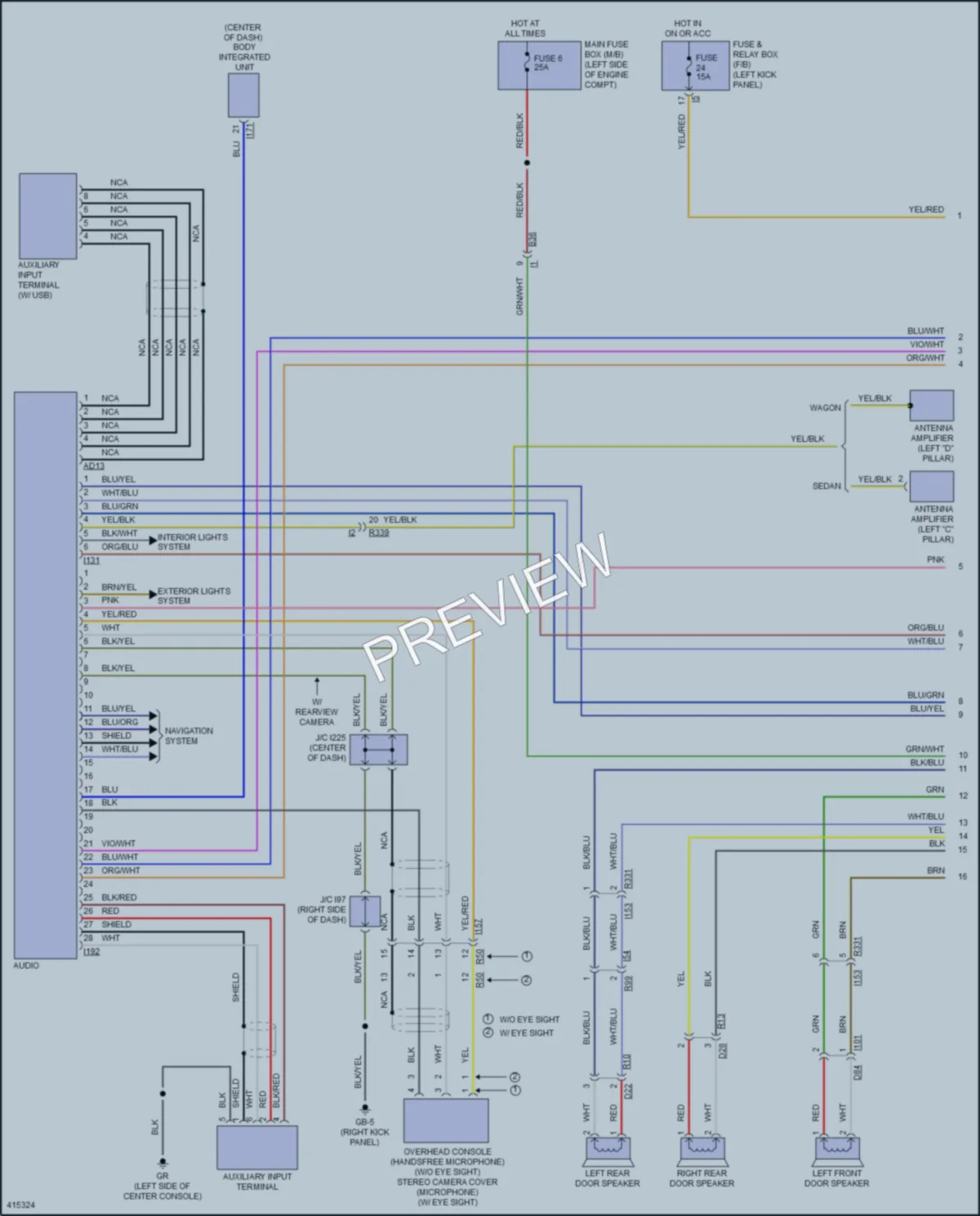 2013 Subaru Outback Radio wiring diagram preview