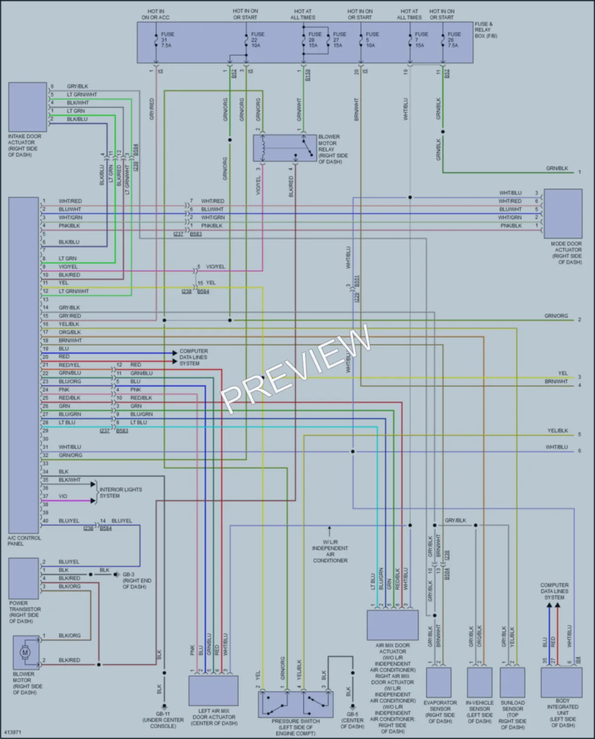 2013 Subaru XVCrosstrek Air Conditioning wiring diagram preview