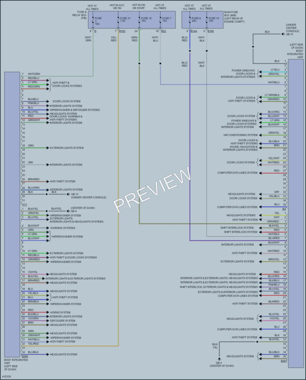 2013 Subaru XVCrosstrek Body Control Modules wiring diagram preview
