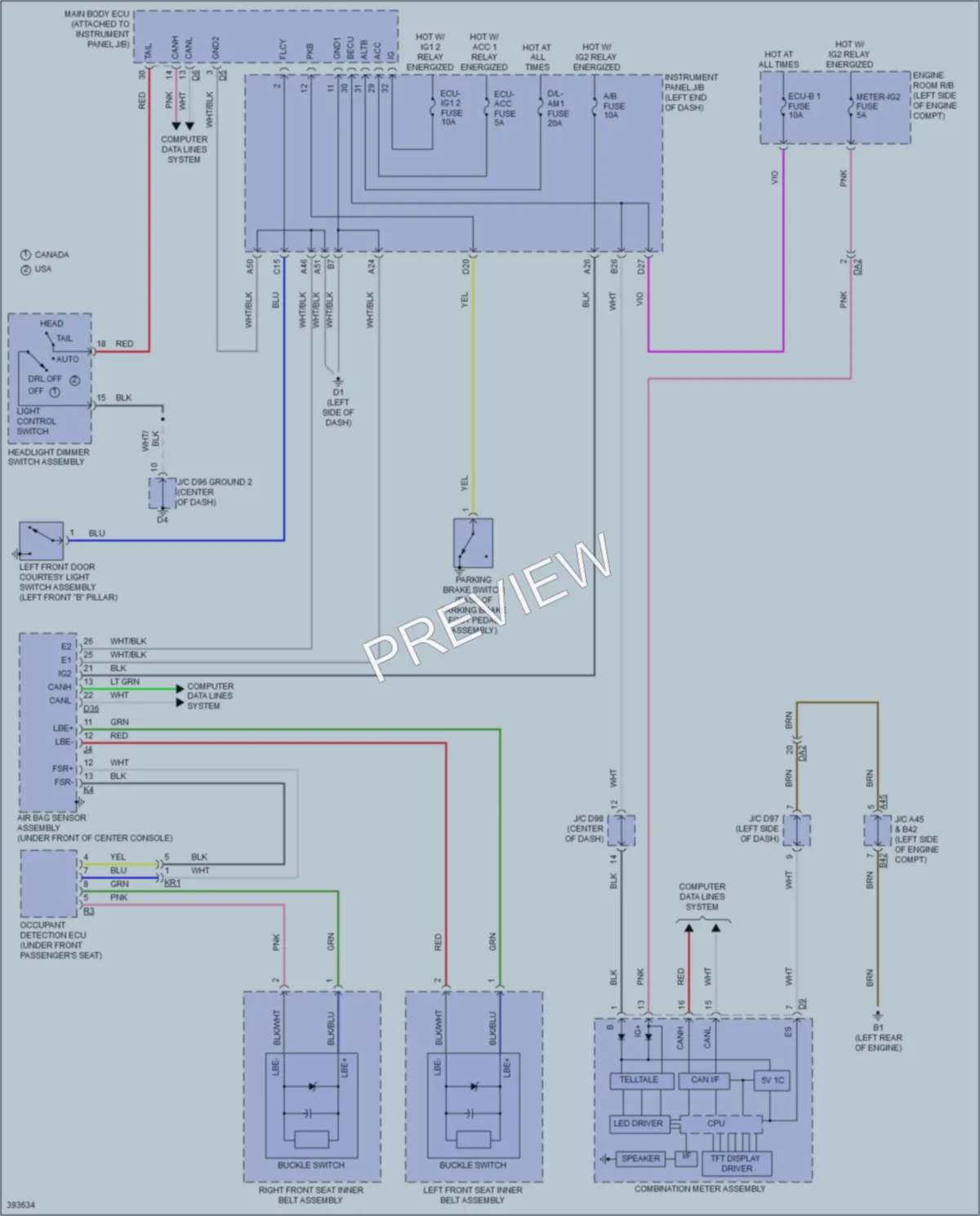 2013 Toyota AvalonHybrid Warning Systems wiring diagram preview