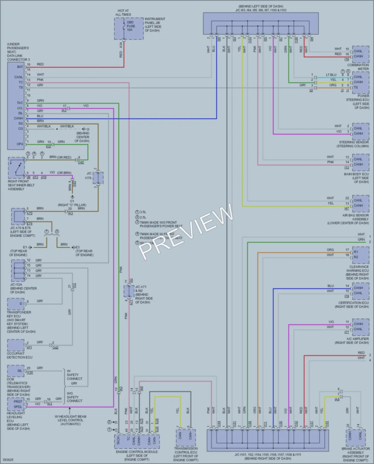 2013 Toyota Camry Computer Data Lines wiring diagram preview