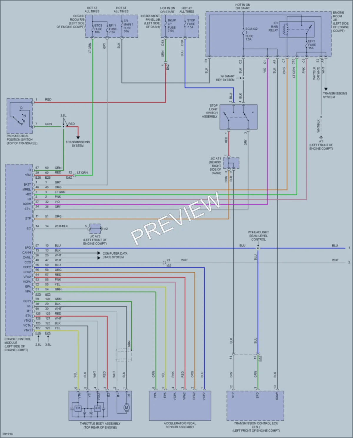 2013 Toyota Camry Cruise Control wiring diagram preview