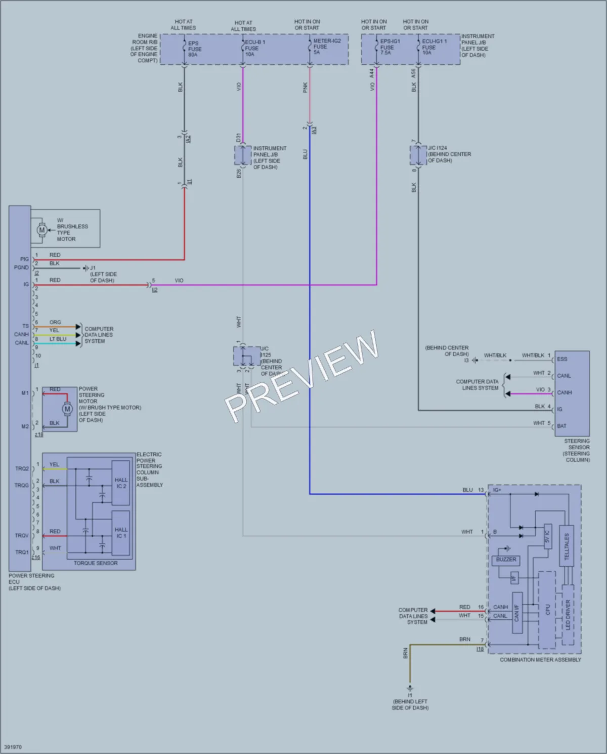 2013 Toyota Camry Electronic Power Steering wiring diagram preview