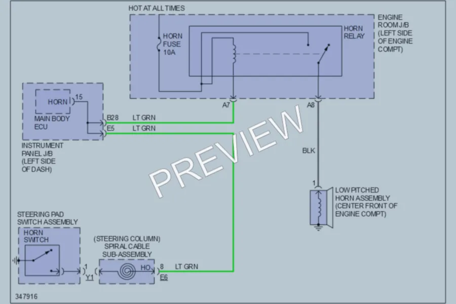 2013 Toyota Corolla Horn wiring diagram preview