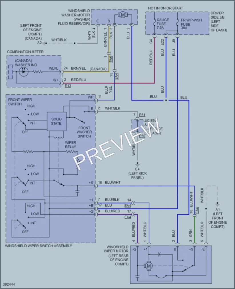 2013 Toyota FJCruiser Wiper Washer wiring diagram preview