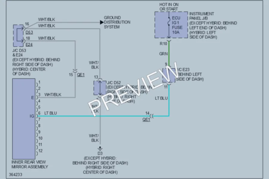2013 Toyota Highlander Power Mirrors wiring diagram preview