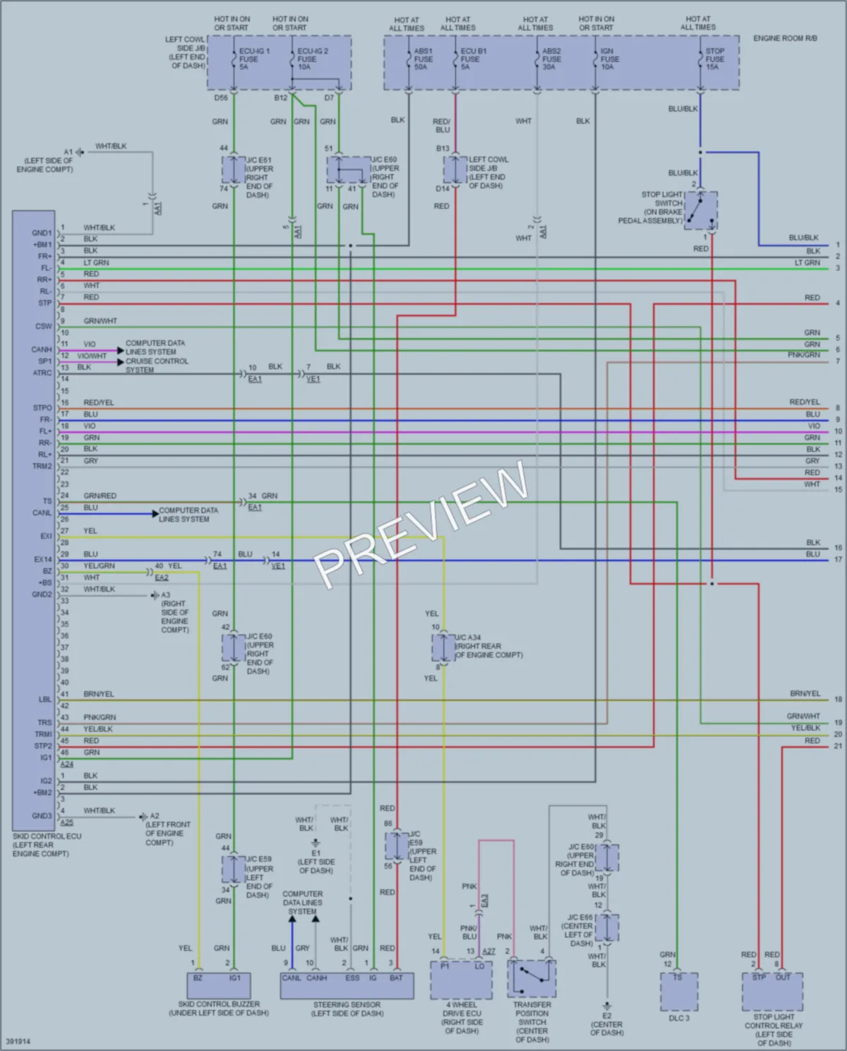 2013 Toyota LandCruiser Anti Lock Brakes wiring diagram preview