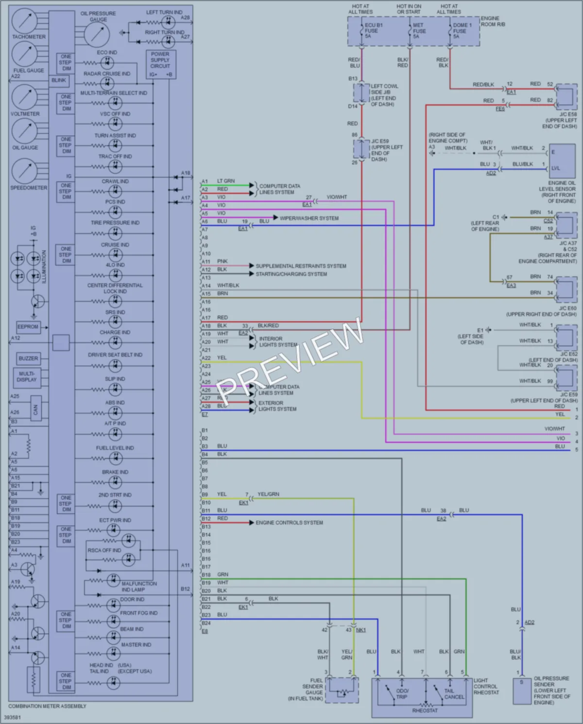 2013 Toyota LandCruiser Instrument Cluster wiring diagram preview