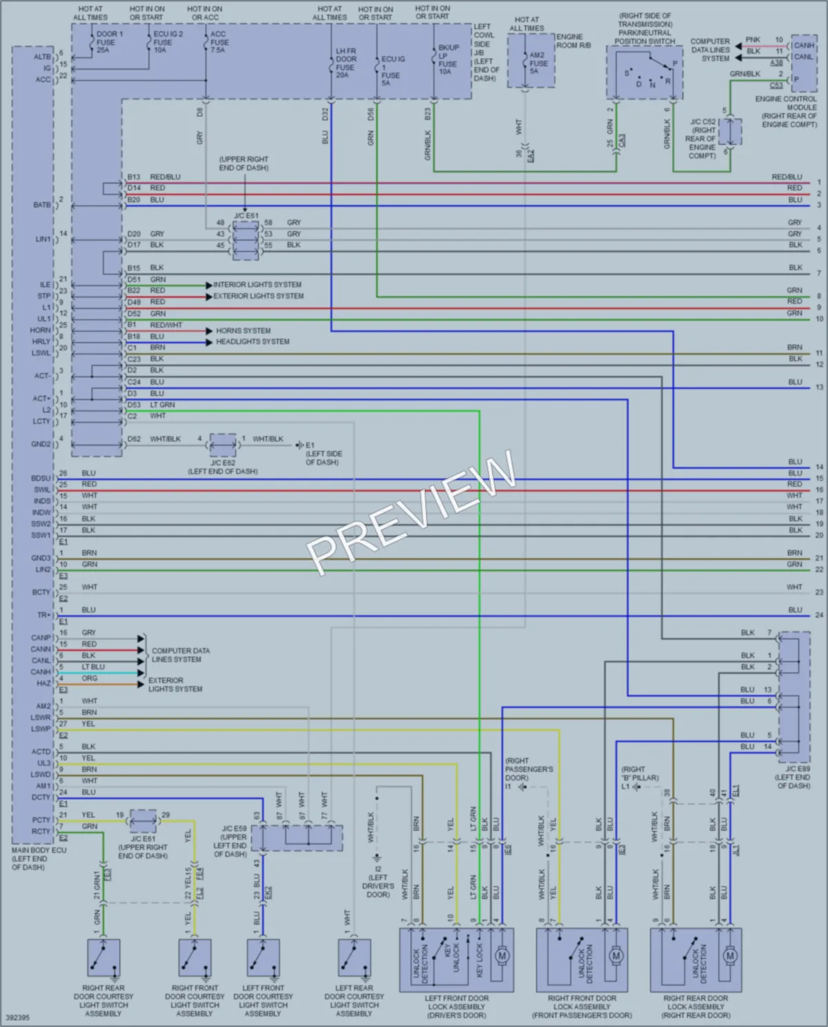 2013 Toyota LandCruiser Power Door Locks wiring diagram preview