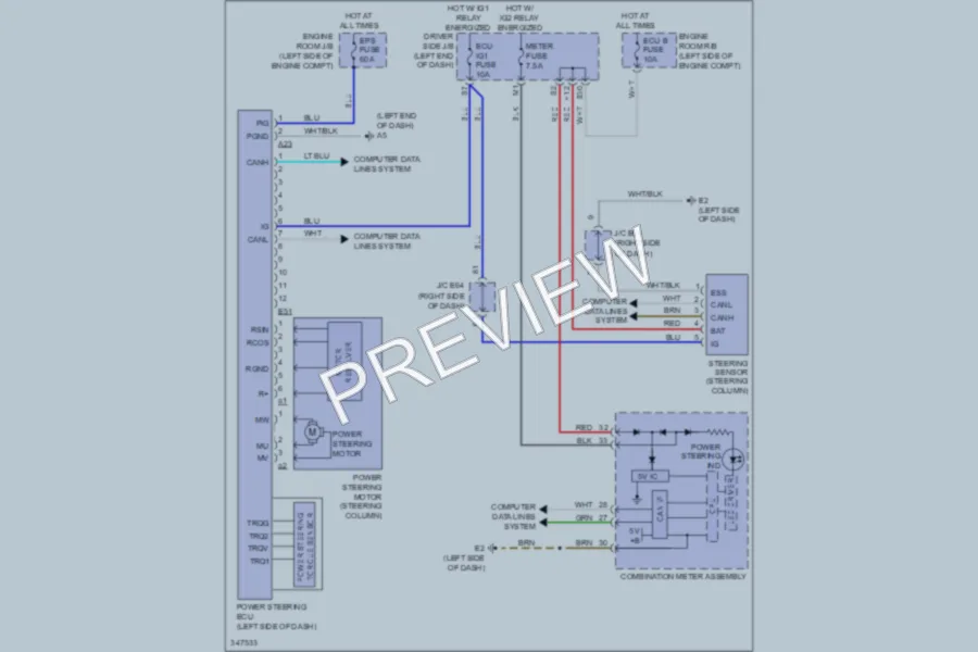 2013 Toyota Matrix Electronic Power Steering wiring diagram preview