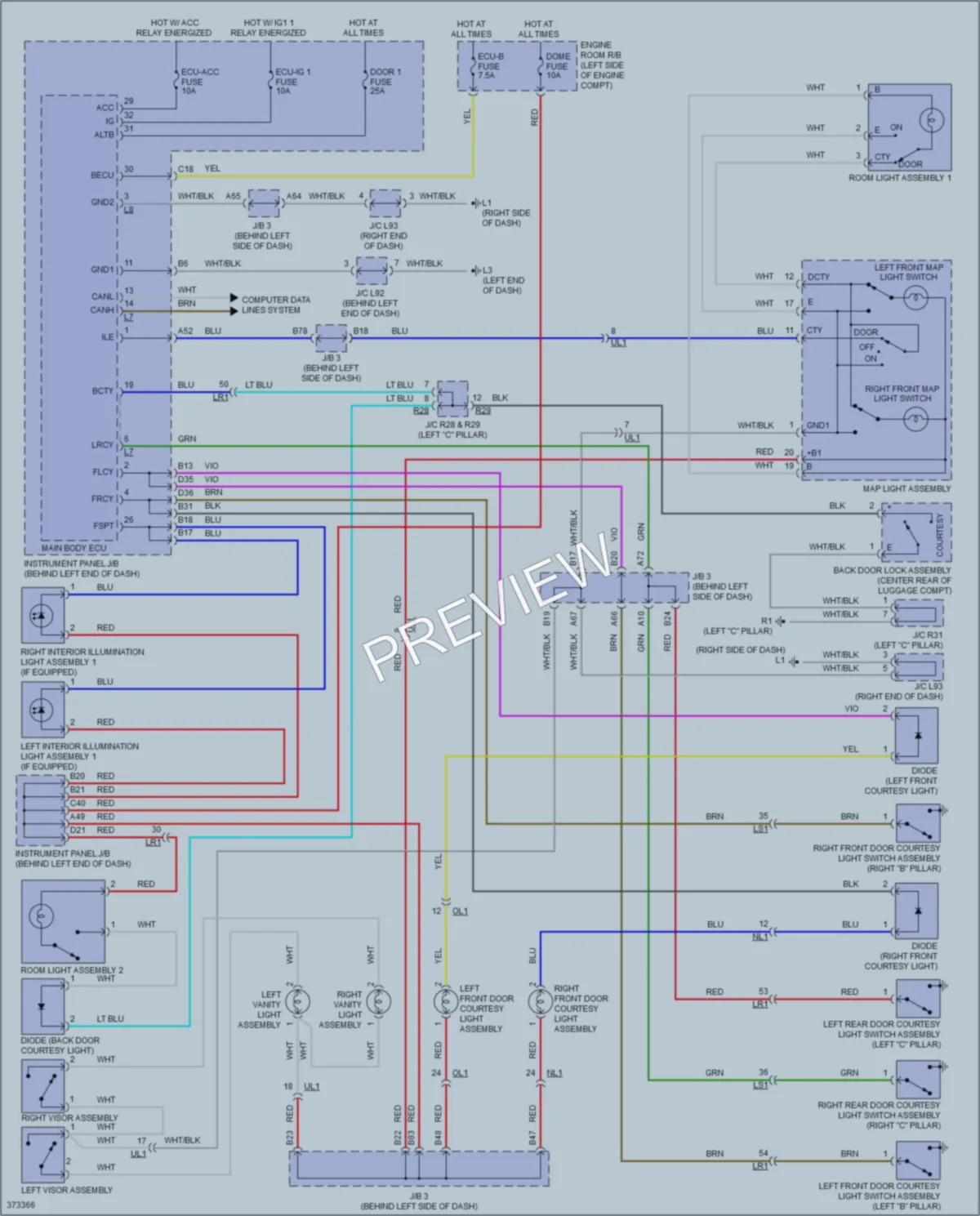 2013 Toyota Plug In Interior Lights wiring diagram preview