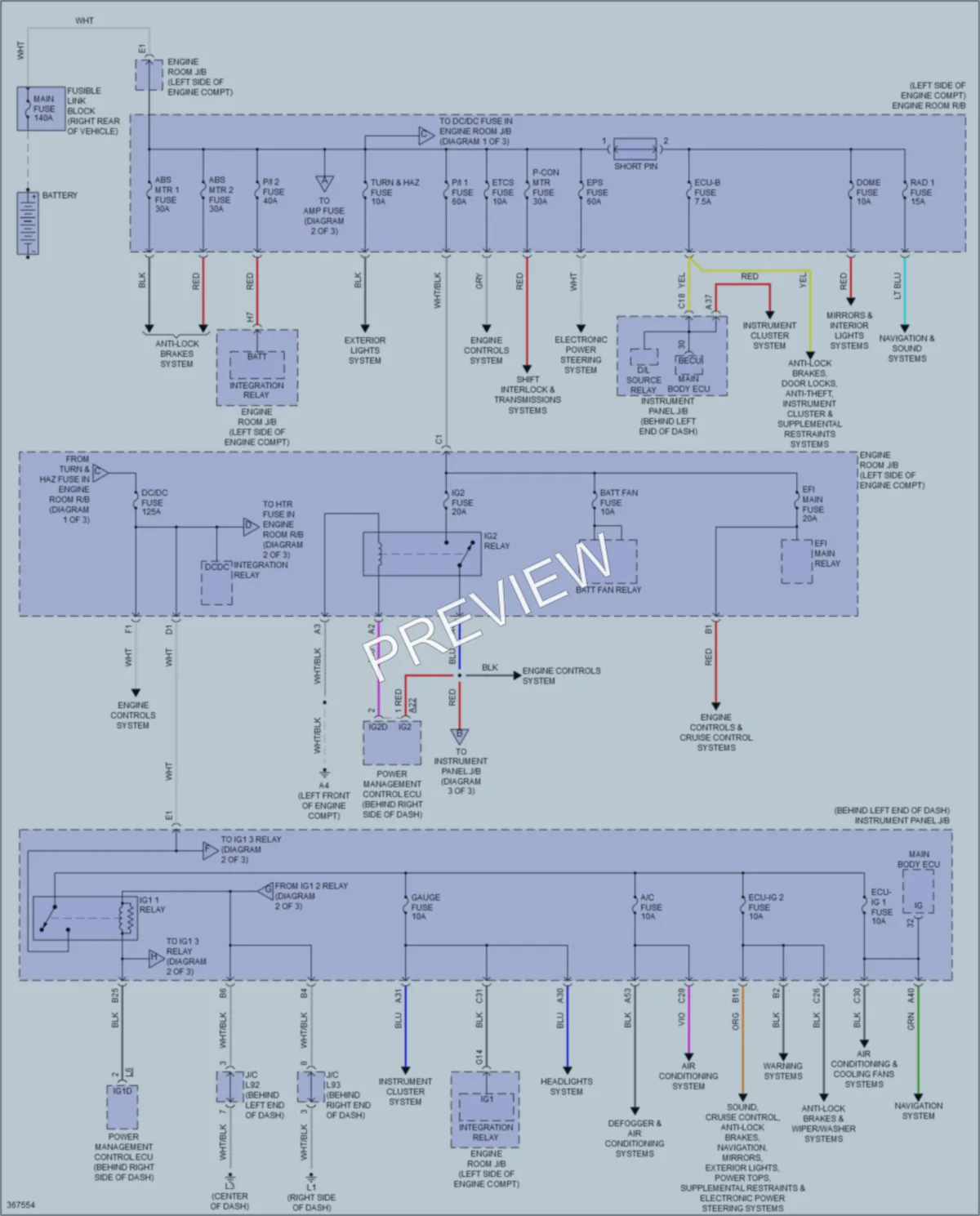 2013 Toyota PriusPlugin Power Distribution wiring diagram preview