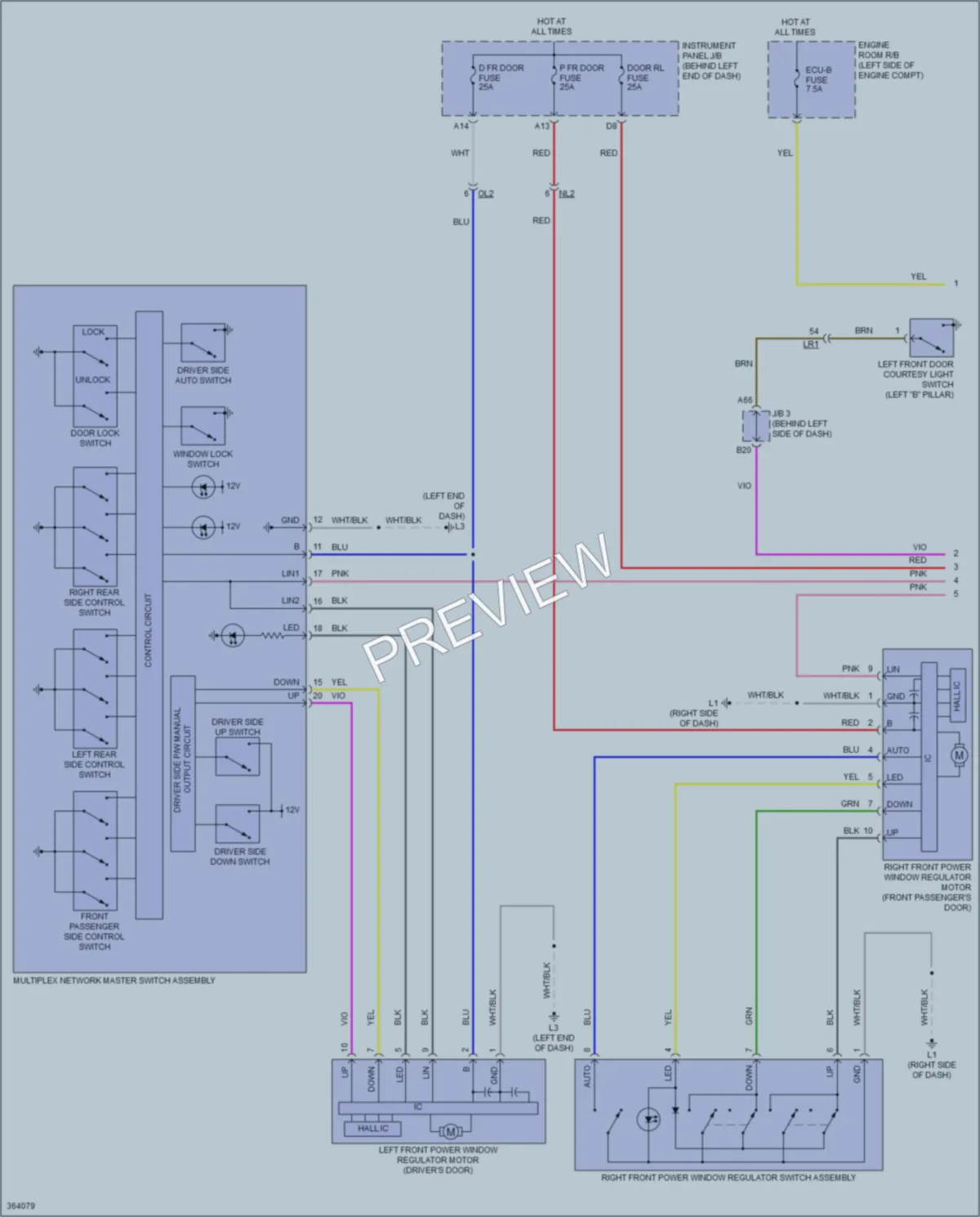 2013 Toyota PriusPlugin Power Windows wiring diagram preview