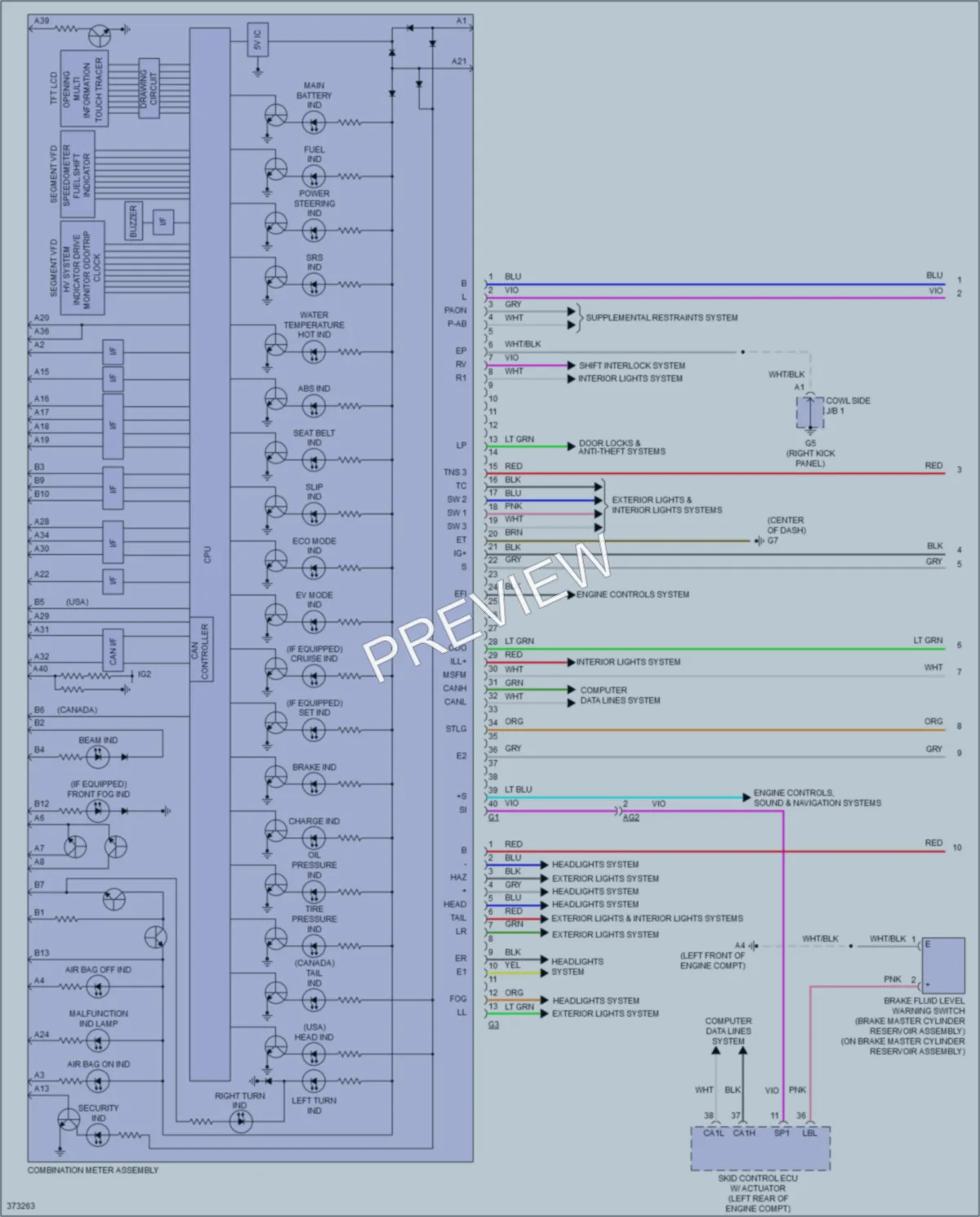 2013 Toyota Priusc Instrument Cluster wiring diagram preview