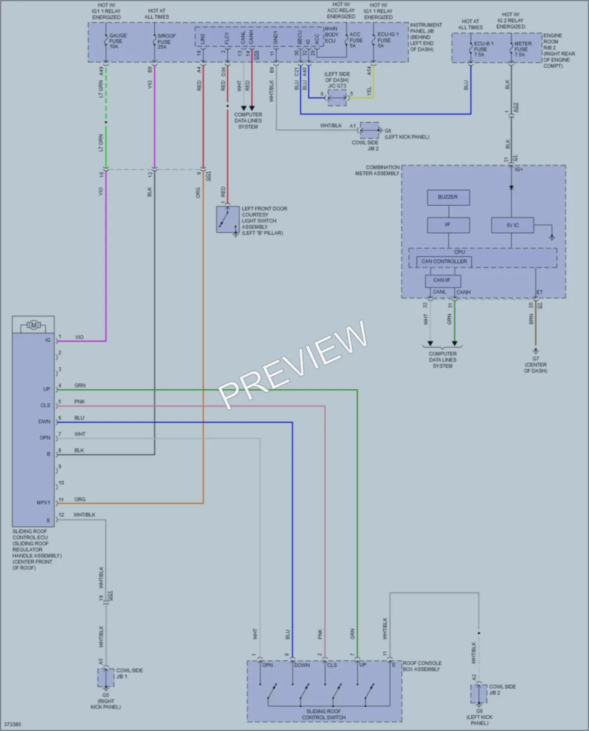 2013 Toyota Priusc Power Top Sunroof wiring diagram preview