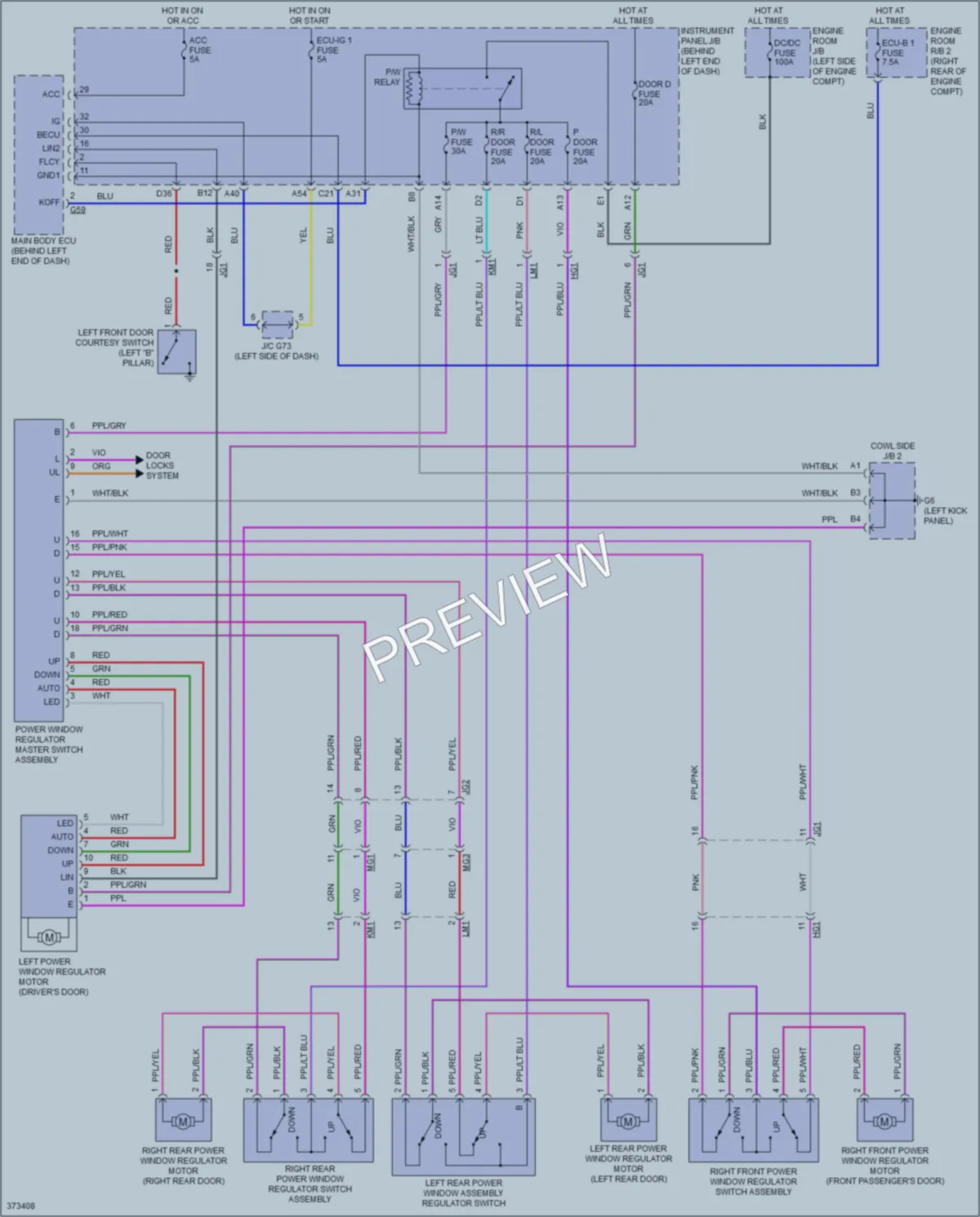 2013 Toyota Priusc Power Windows wiring diagram preview