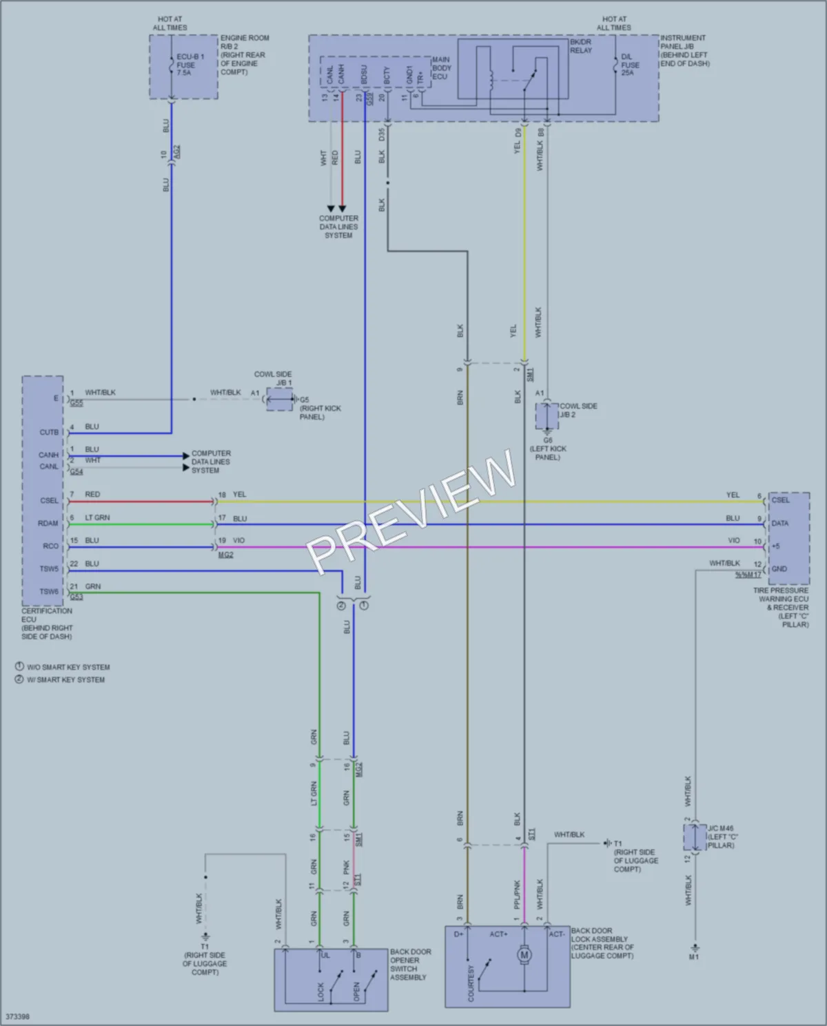 2013 Toyota Priusc Trunk Tailgate Fuel Door wiring diagram preview
