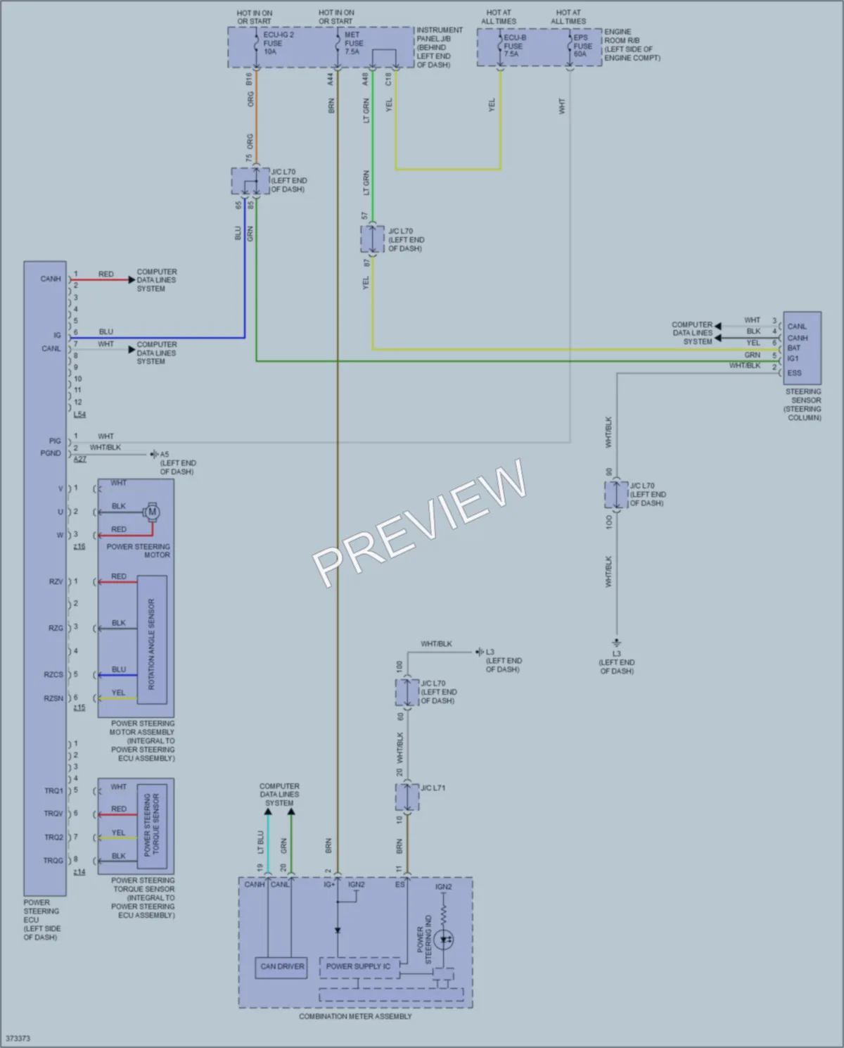 2013 Toyota Priusv Electronic Power Steering wiring diagram preview