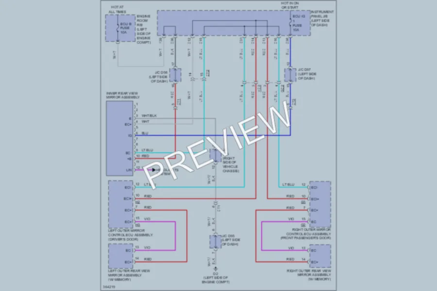 2013 Toyota Sienna Power Mirrors wiring diagram preview