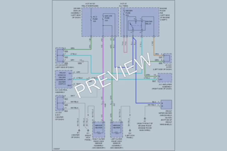2013 Toyota Venza Defoggers wiring diagram preview