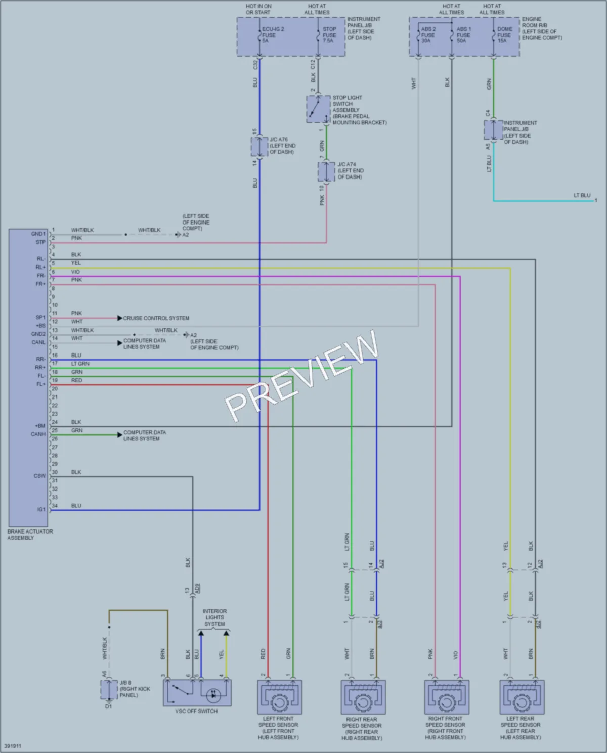 2013 Toyota Yaris Anti Lock Brakes wiring diagram preview