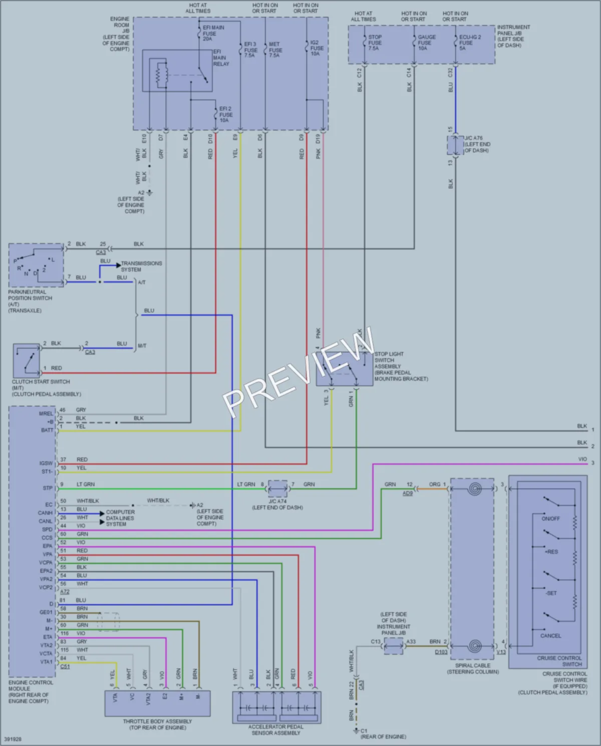 2013 Toyota Yaris Cruise Control wiring diagram preview