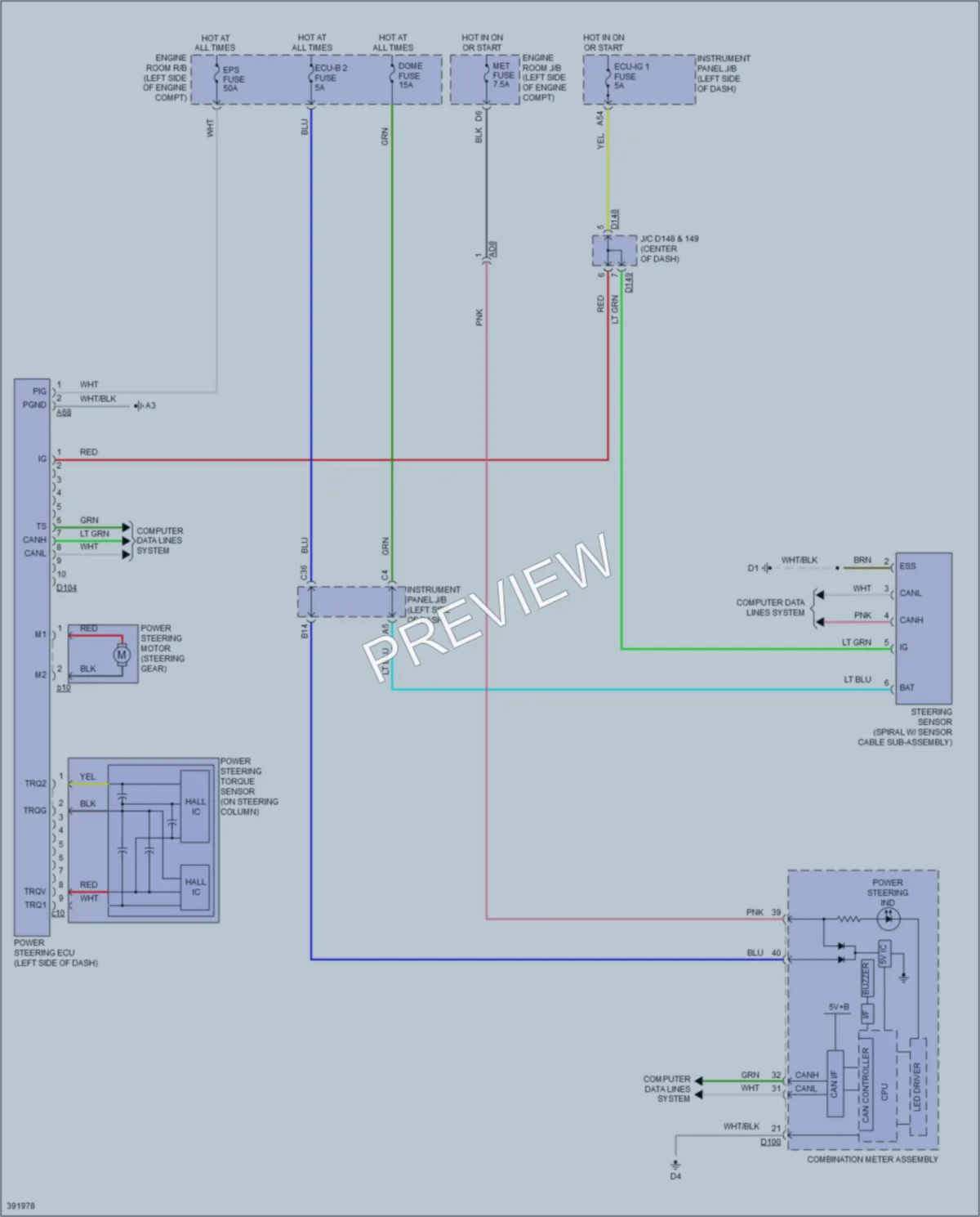 2013 Toyota Yaris Electronic Power Steering wiring diagram preview