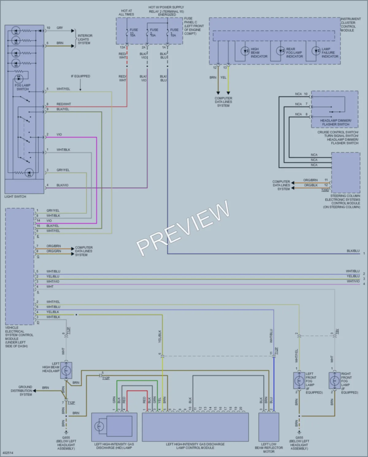 2013 Volkswagen GTI Headlights wiring diagram preview
