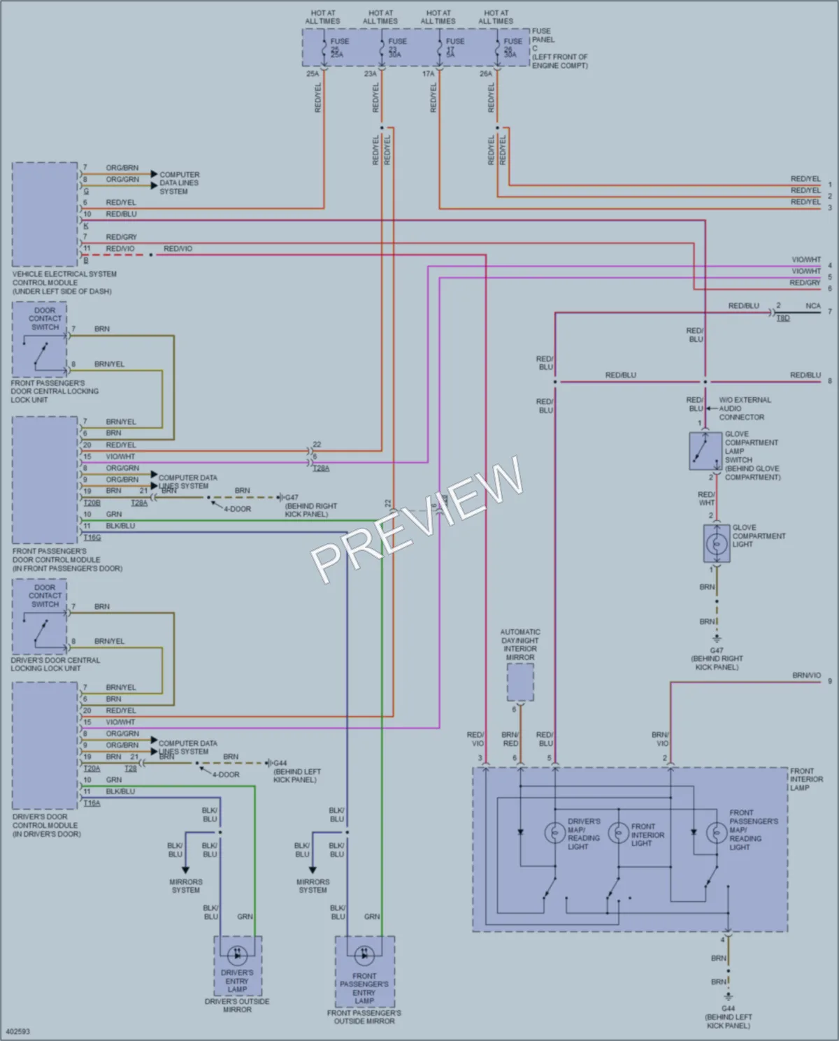 2013 Volkswagen GTI Interior Lights wiring diagram preview
