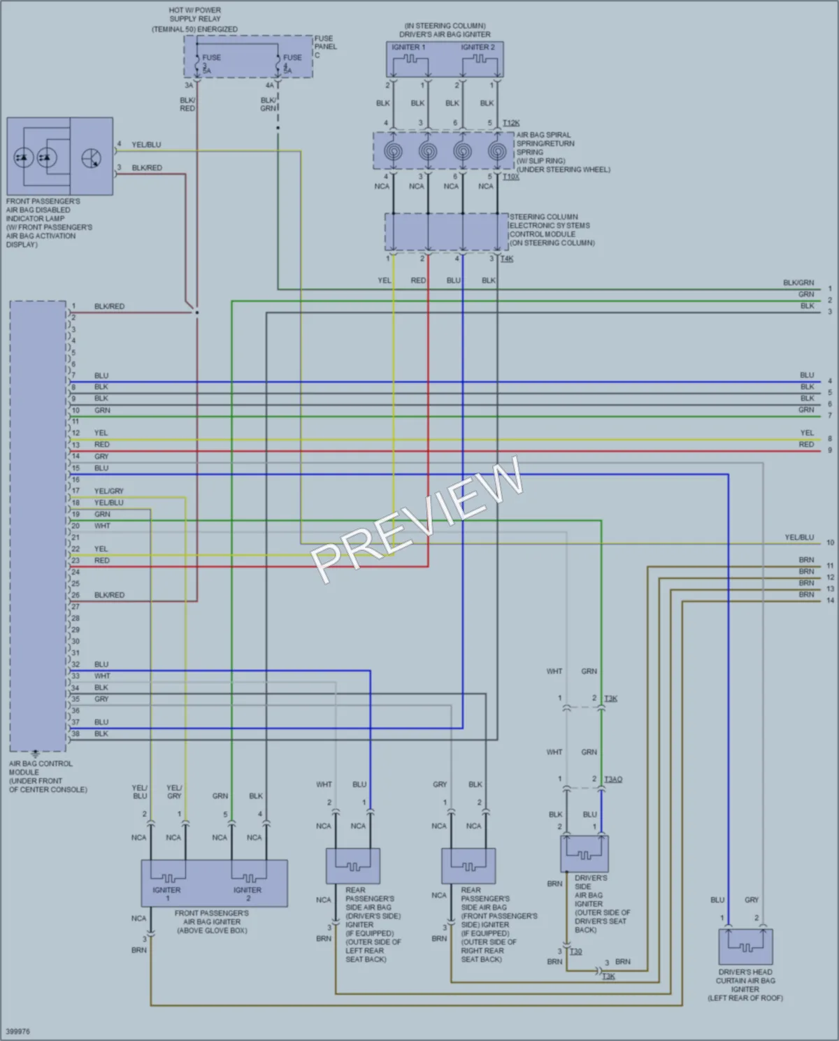 2013 Volkswagen GTI Supplemental Restraints wiring diagram preview