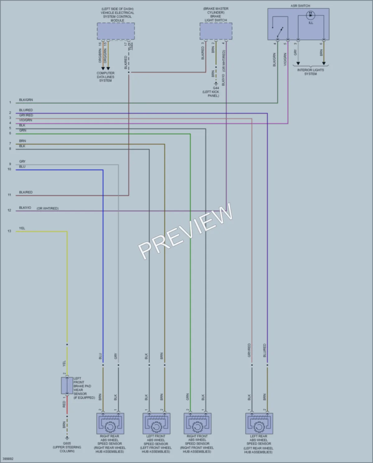 2013 Volkswagen Golf Anti Lock Brakes wiring diagram preview