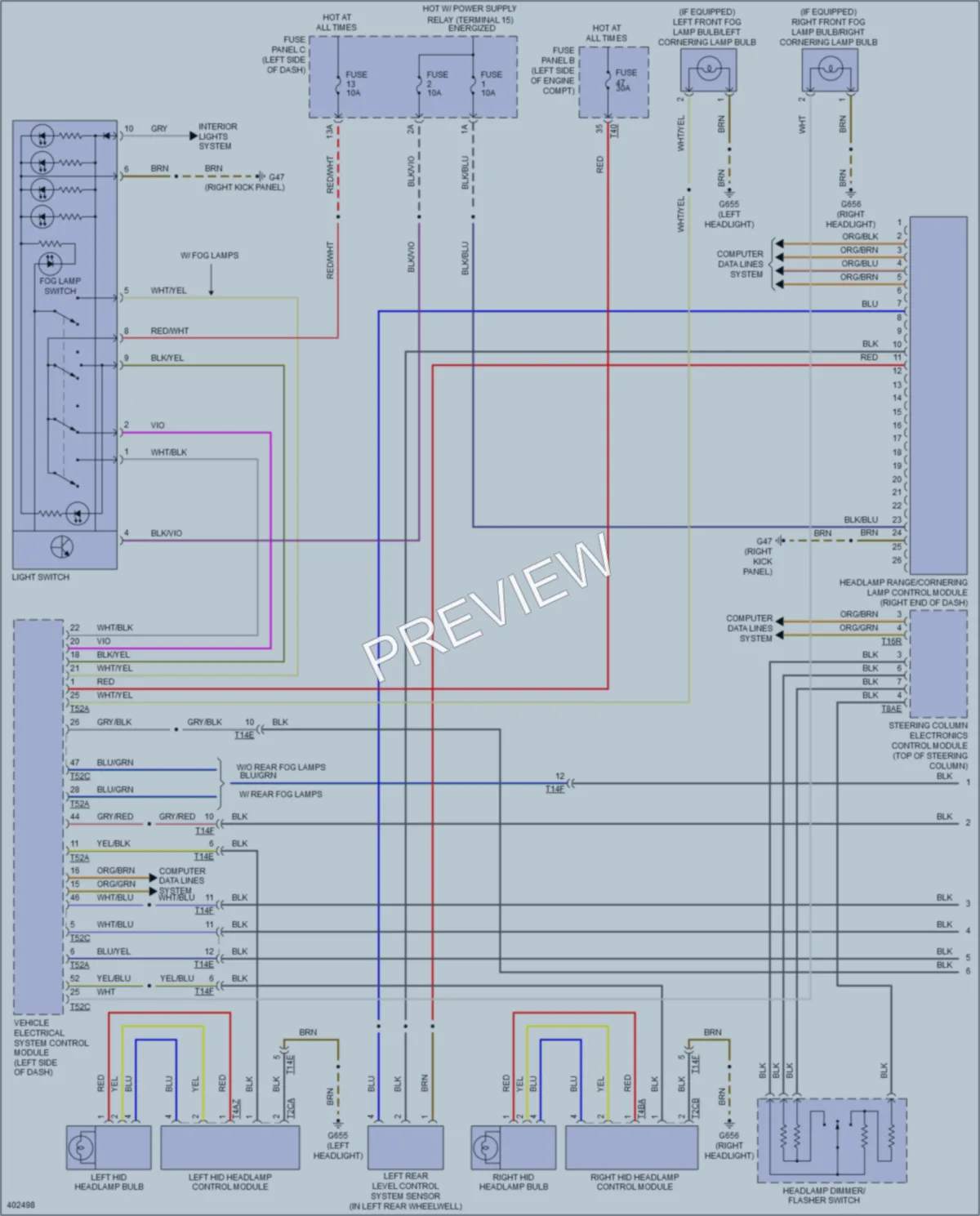 2013 Volkswagen Golf Headlights wiring diagram preview