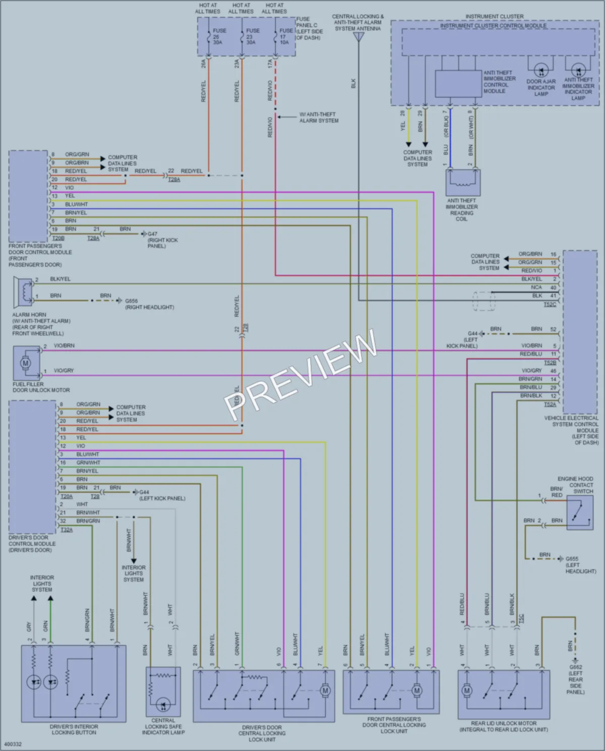 2013 Volkswagen Golf Power Door Locks wiring diagram preview