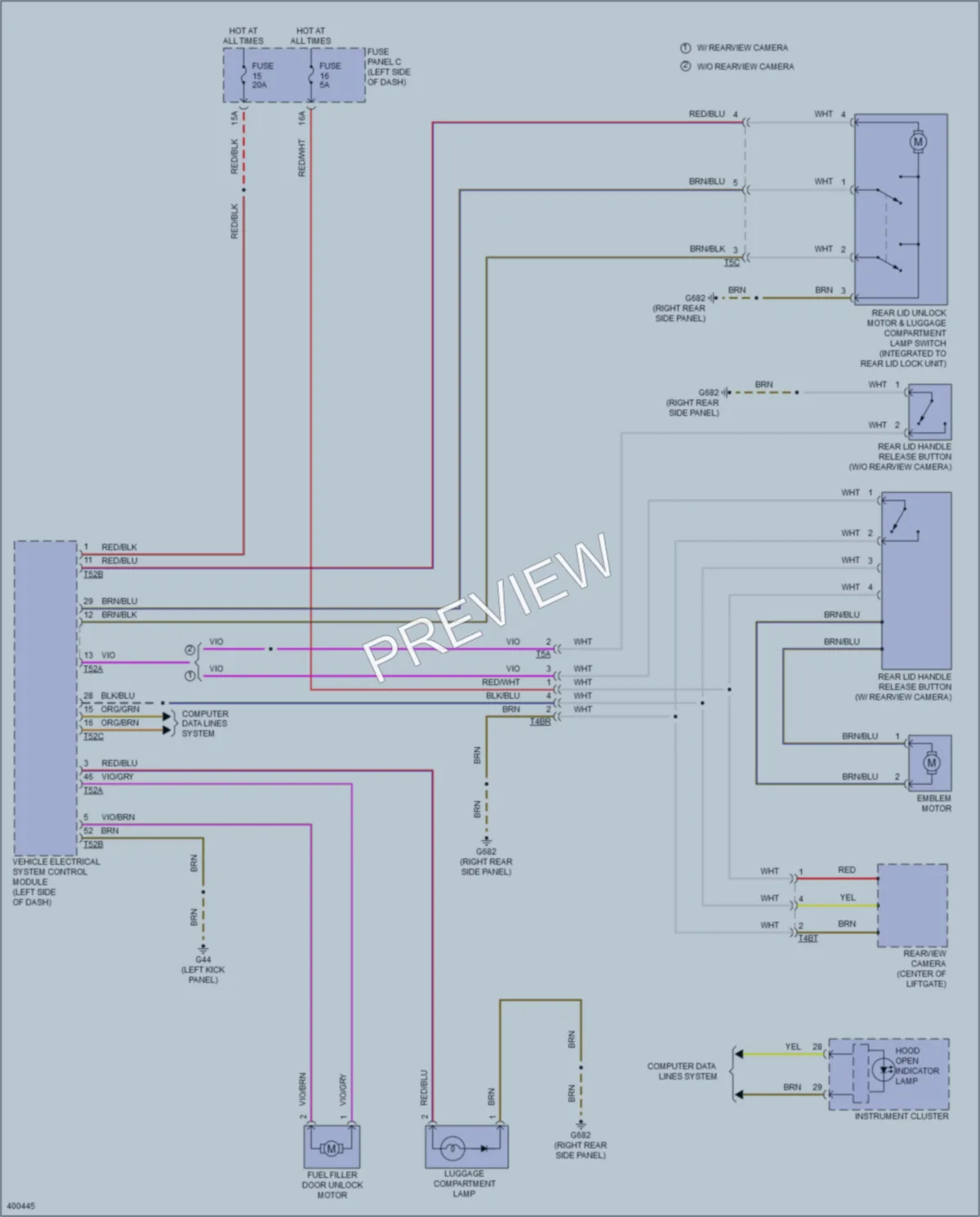 2013 Volkswagen Golf Trunk Tailgate Fuel Door wiring diagram preview