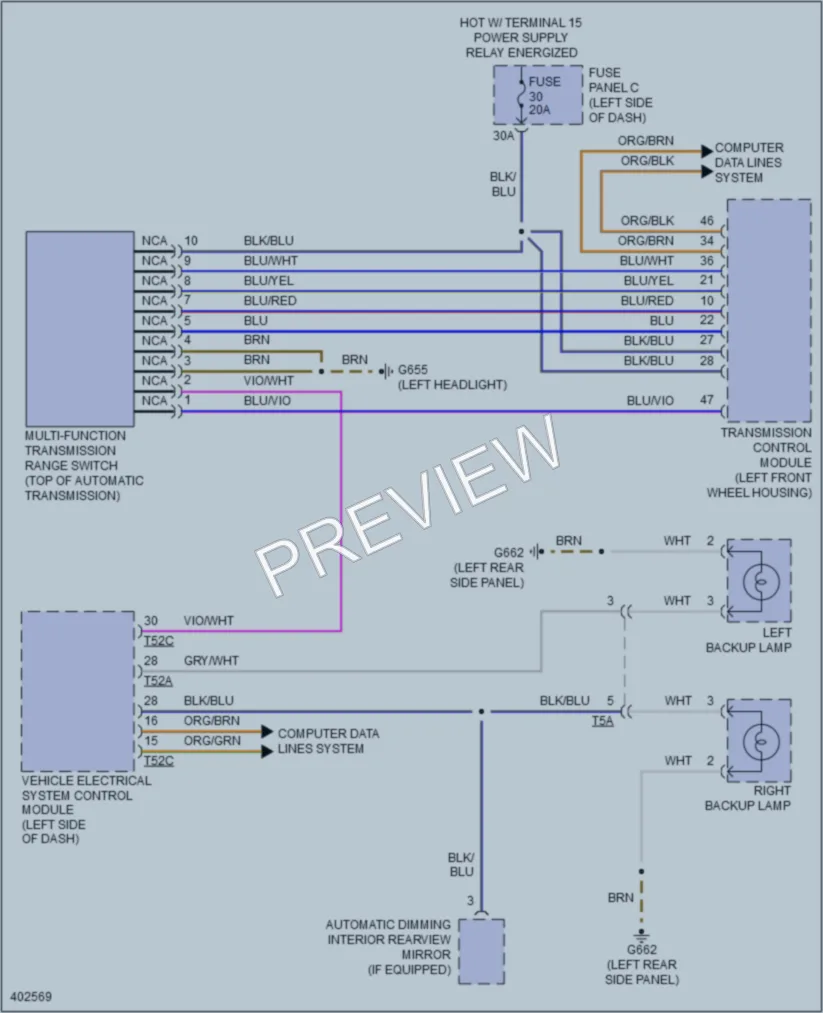 2013 Volkswagen GolfR Exterior Lights wiring diagram preview