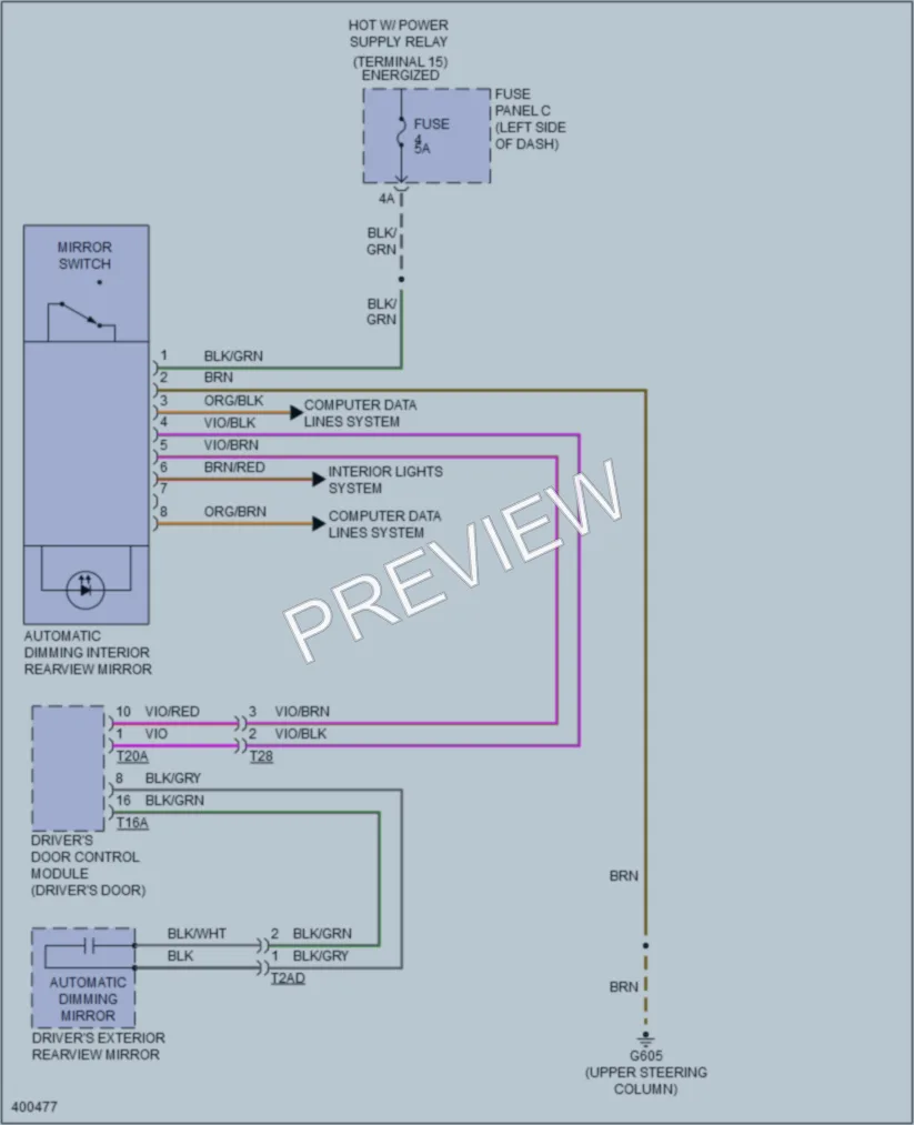 2013 Volkswagen GolfR Power Mirrors wiring diagram preview