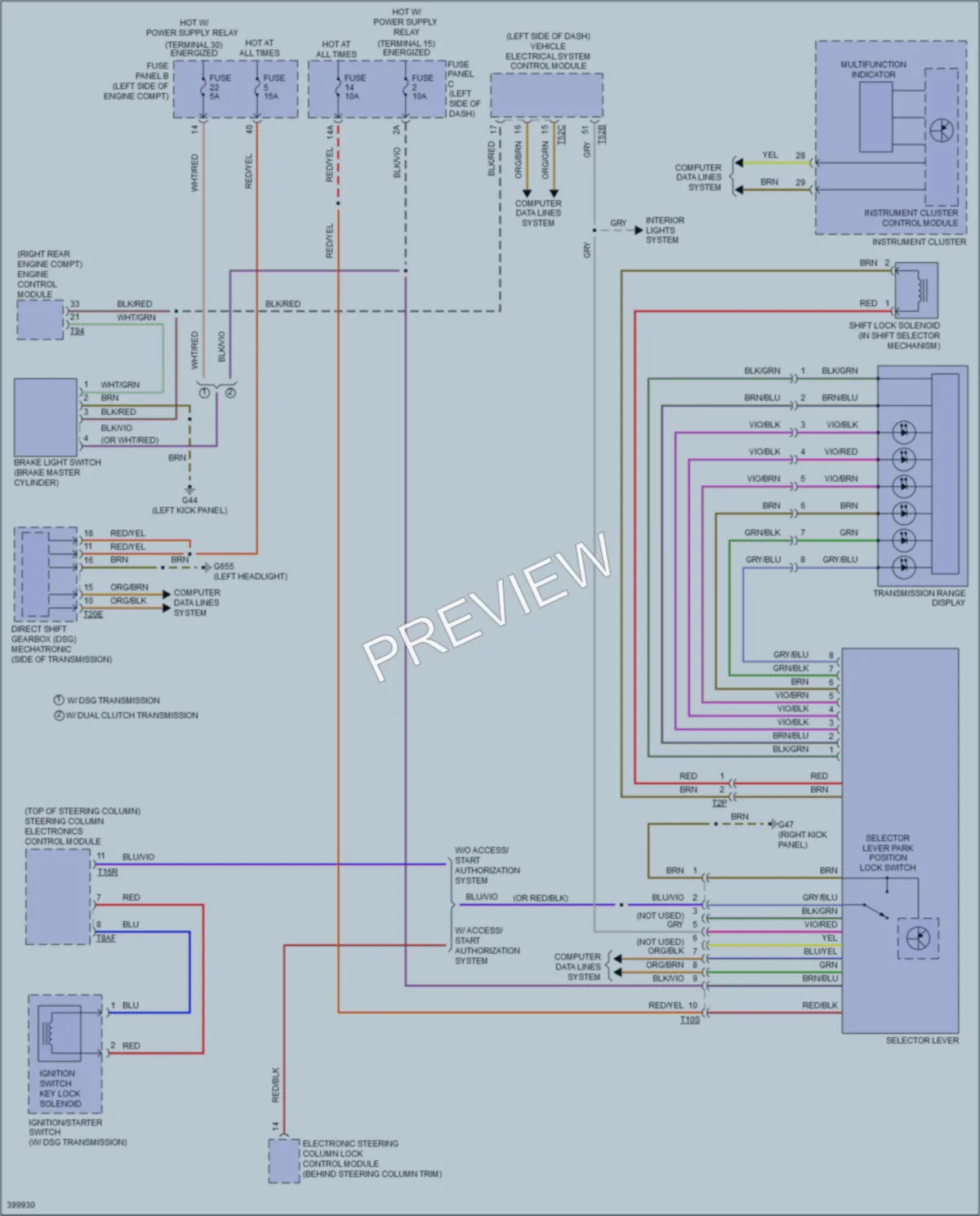 2013 Volkswagen GolfR Shift Interlock wiring diagram preview