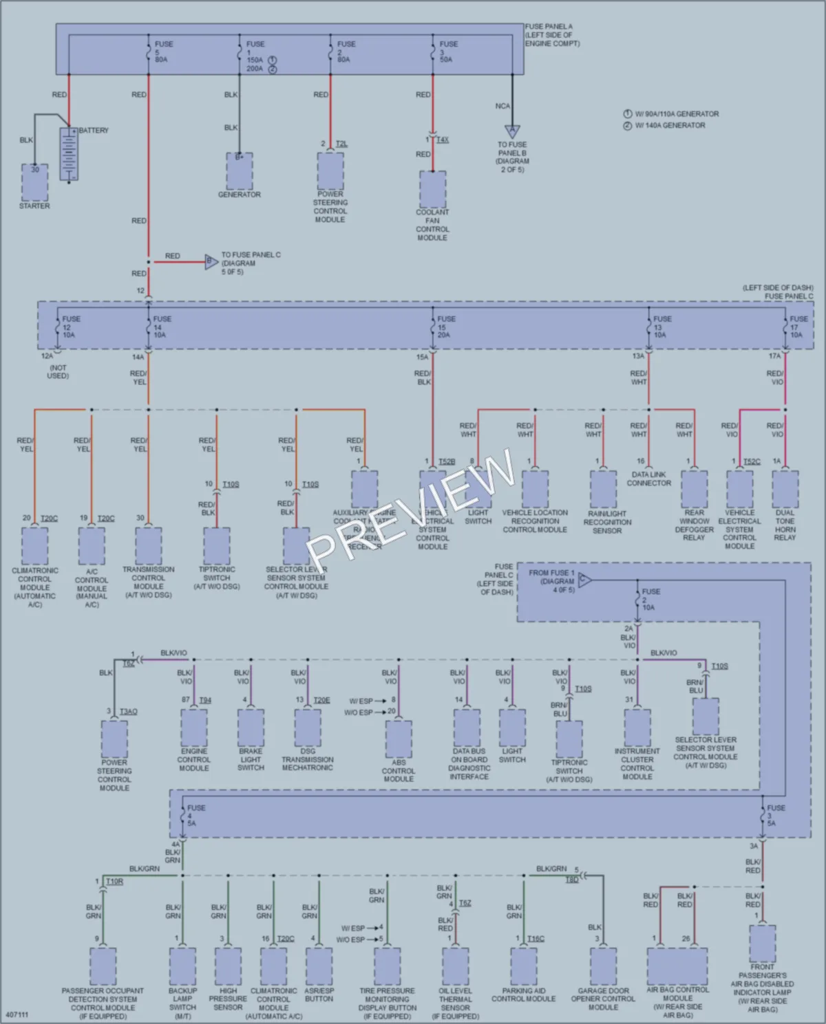 2013 Volkswagen 4D Wagon Power Distribution wiring diagram preview