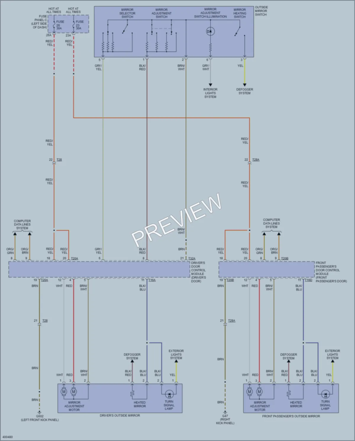 2013 Volkswagen 4D Wagon Power Mirrors wiring diagram preview