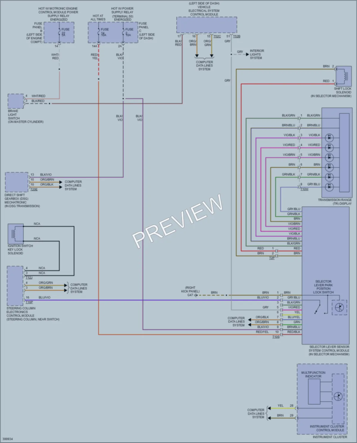 2013 Volkswagen 4D Wagon Shift Interlock wiring diagram preview