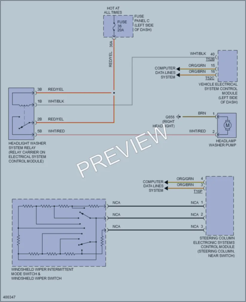 2013 Volkswagen 4D Wagon Wiper Washer wiring diagram preview