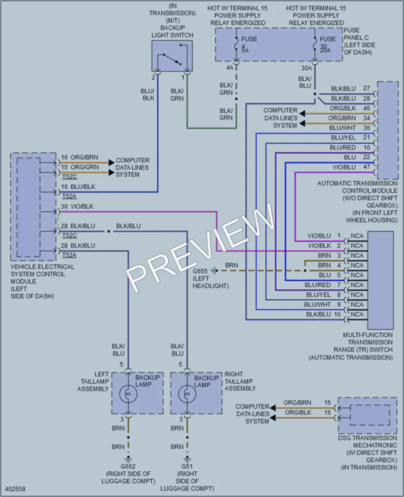 2013 Volkswagen 4D Wagon Exterior Lights wiring diagram preview